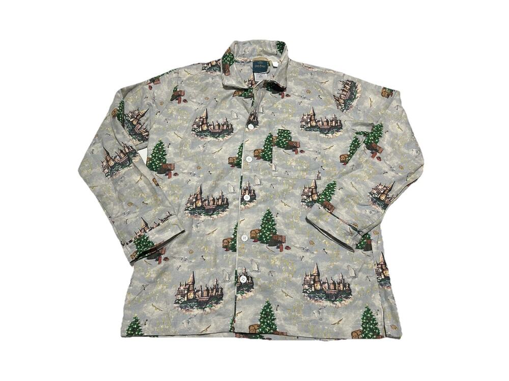 Pottery Barn Teen Harry Potter Hogwarts Christmas Flannel Pajama Top Small